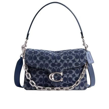 Coach Women's Chain Tabby Shoulder Bag In Signature Denim/Silver/Deep Blue Multi