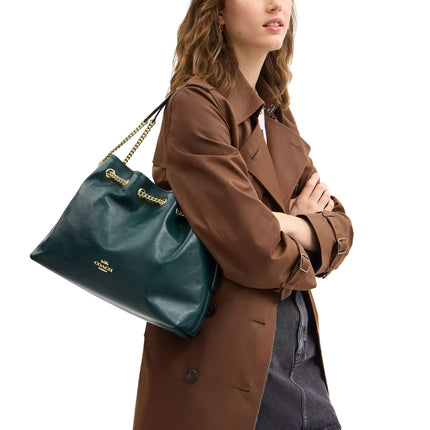 Coach Women's Evelyn Shoulder Bag Gold/Dark Teal