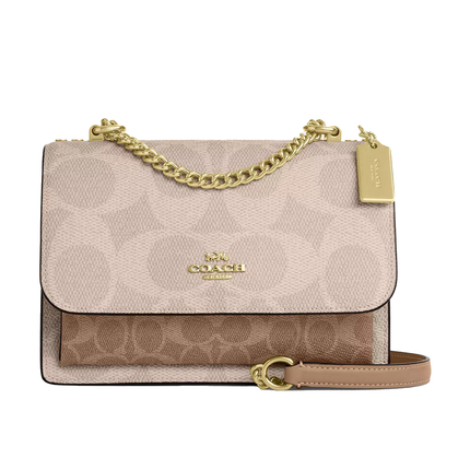 Coach Women's Klare Crossbody Bag In Blocked Signature Canvas Gold/Sand/Tan