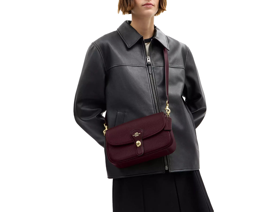 Coach Women's Hadley Shoulder Bag Gold/Dark Wine