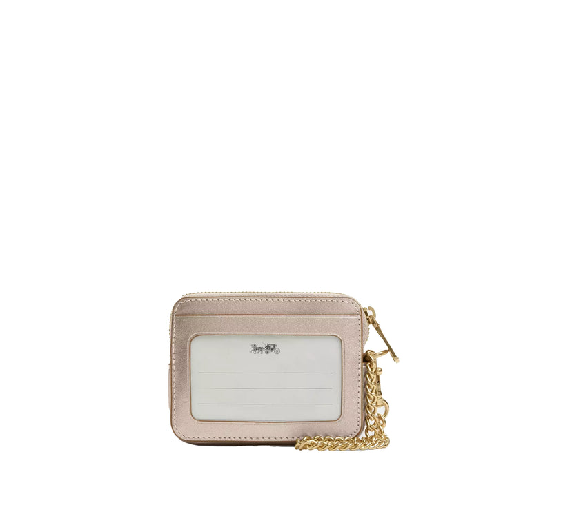 Coach Women's Zip Card Case Gold/Light Champagne