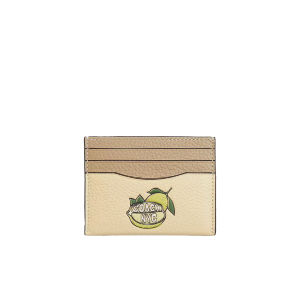 Coach Women's Slim Id Card Case With Lemon Graphic Silver/Moonlight