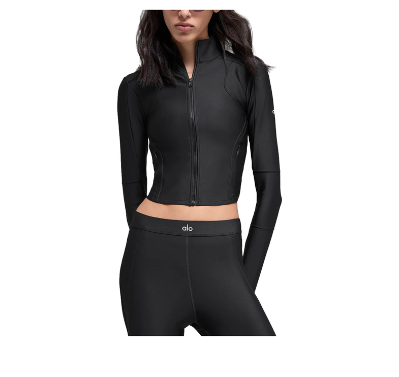 alo Women's Airlift Ignite Zip Up Jacket Black