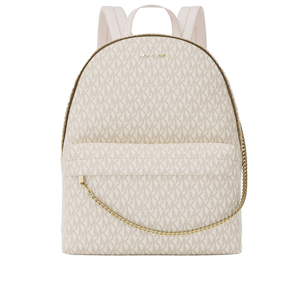 Michael Kors Women's Slater Medium Signature Logo Backpack Light Cream Multi/Gold