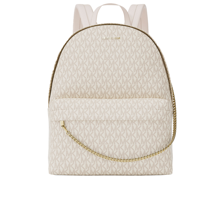 Michael Kors Women's Slater Medium Signature Logo Backpack Light Cream Multi/Gold