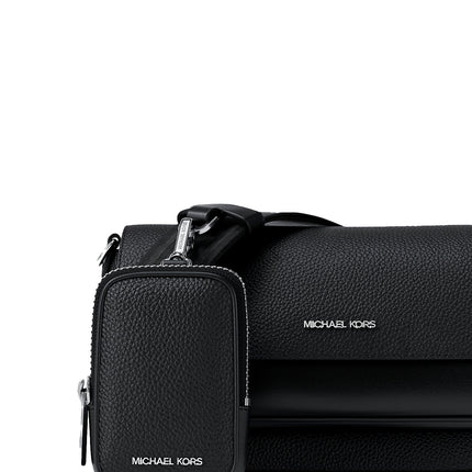 Michael Kors Women's Jet Set Travel Small Pebbled Leather Crossbody Bag With Pouch Black/Silver