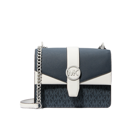 Michael Kors Women's Greenwich Small Color-Block Signature Logo Crossbody Bag Admiral Multi