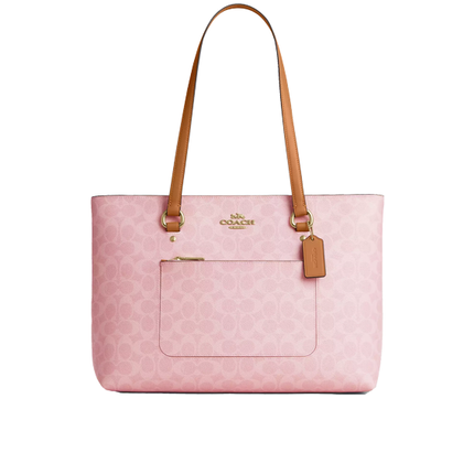 Coach Women's Station Tote Bag In Signature Canvas Gold/Powder Pink
