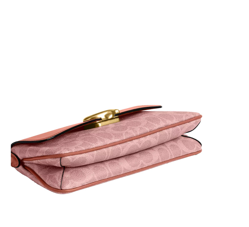 Coach Women's Jet Shoulder Bag In Signature Canvas Brass/Melon Pink