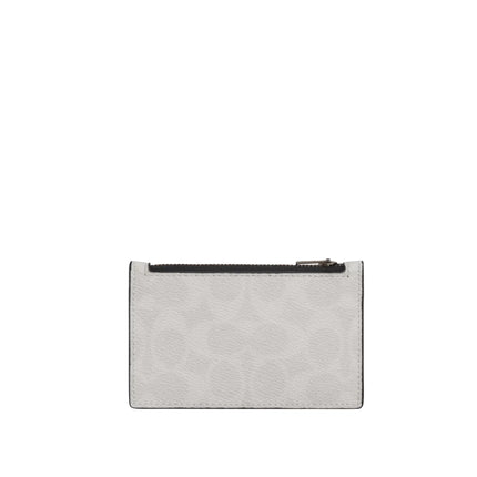 Coach Women's Zip Card Case In Signature Canvas Chalk & Black