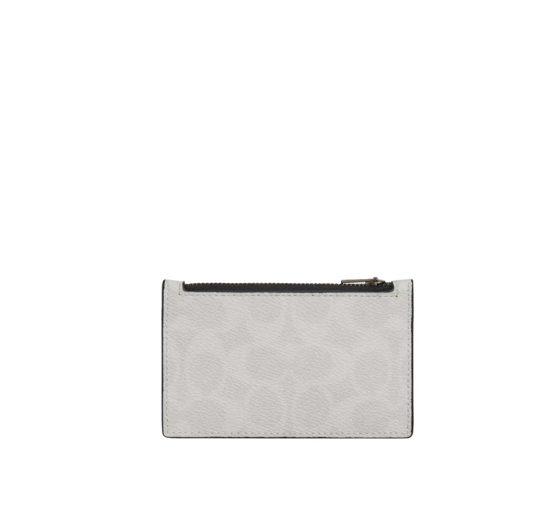 Coach Women's Zip Card Case In Signature Canvas Chalk & Black