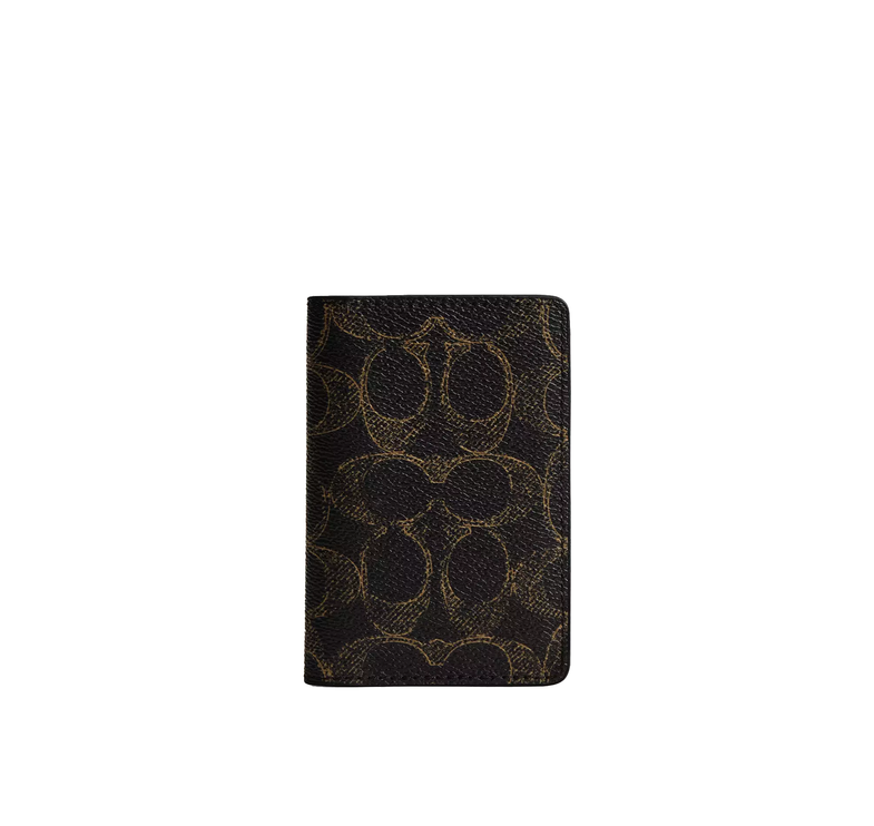 Coach Unisex Id Card Wallet In Loved Signature Canvas Brown