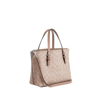 Coach Women's Mollie Tote Bag 25 In Signature Canvas Silver/Sand/Taupe
