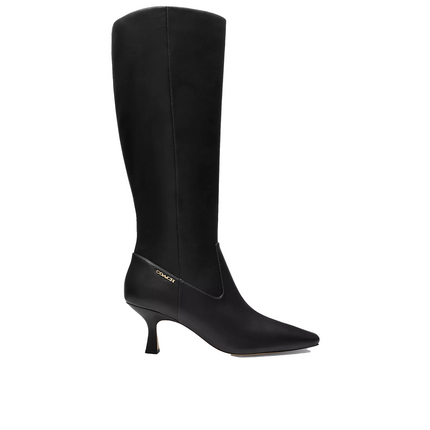 Coach Women's Extended Calf Kitten Heel Tall Boot Black