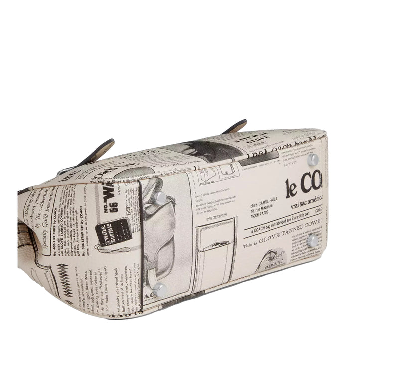 Coach Women's Asher Shoulder Bag With Newspaper Print Silver/Chalk Multi