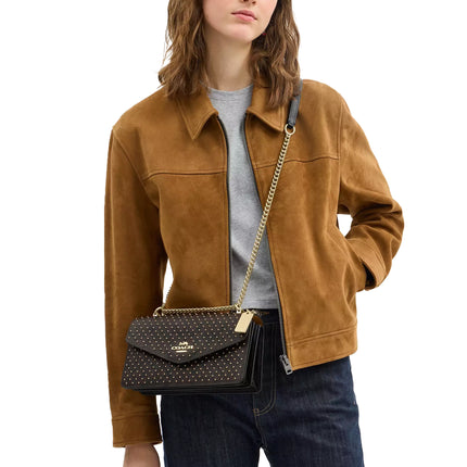 Coach Women's Klare Envelope Crossbody Bag In Signature Canvas With Rivets Gold