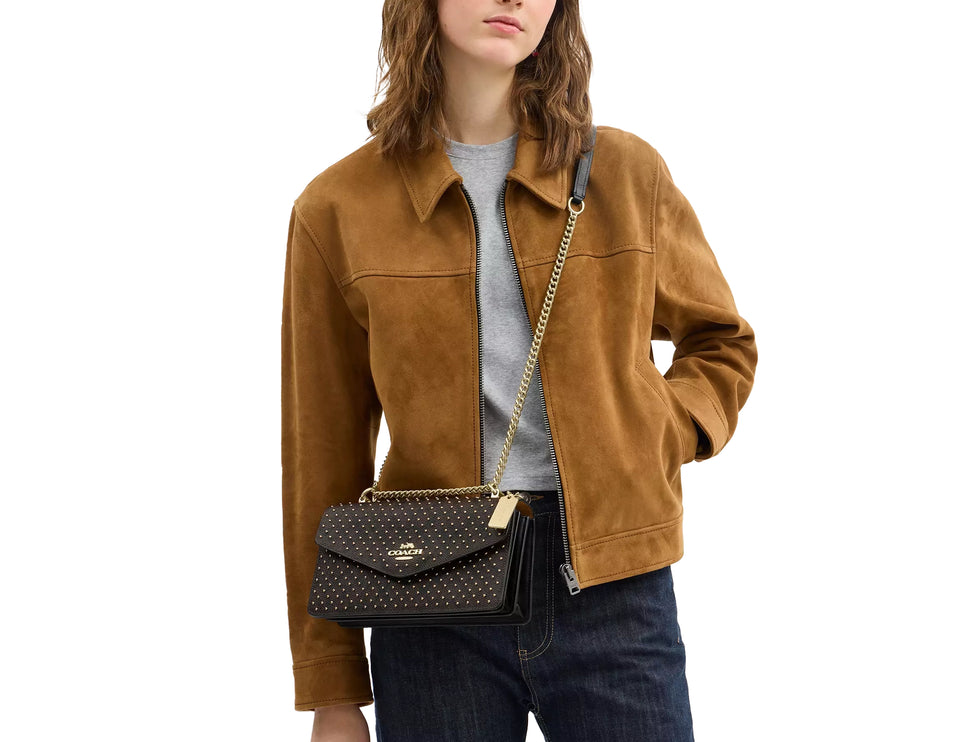 Coach Women's Klare Envelope Crossbody Bag In Signature Canvas With Rivets Gold