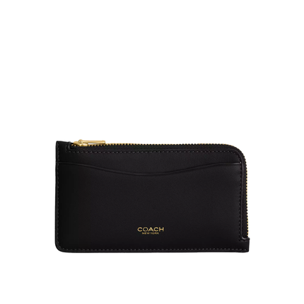 Coach Women's New York Zip Card Case Brass/Black