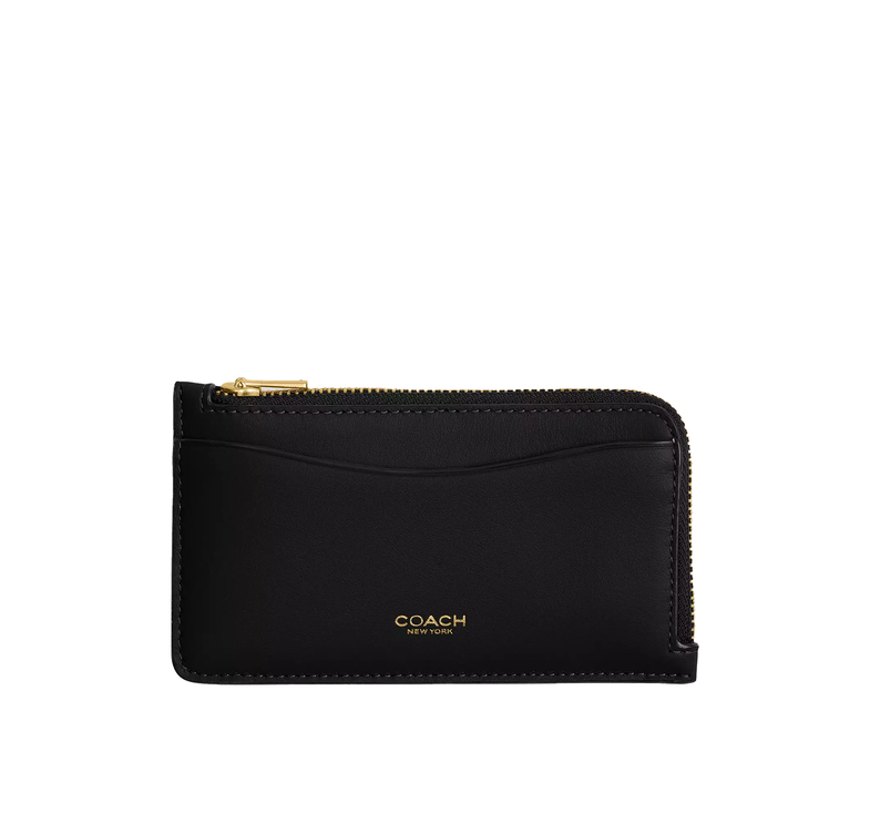 Coach Women's New York Zip Card Case Brass/Black