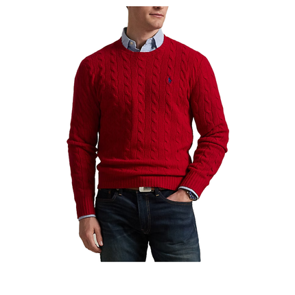 Polo Ralph Lauren Men's Cable-Knit Wool-Cashmere Sweater Park Ave Red