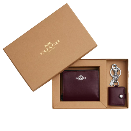 Coach Women's Boxed Snap Wallet And Picture Frame Bag Charm Smooth Leather/Silver