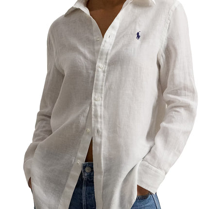 Polo Ralph Lauren Women's Classic Fit Linen Shirt Classic Oxford White
