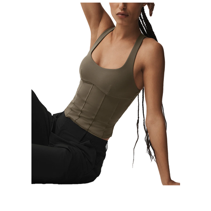 alo Women's Airbrush Sparks Fly Corset Tank Olive Tree