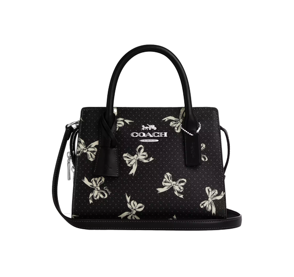 Coach Women's Andrea Carryall Bag With Bow Print Silver/Black Multi