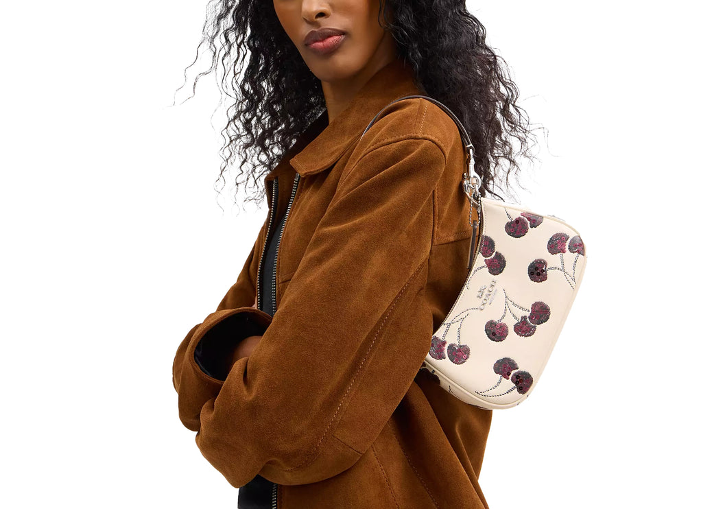 Coach Women's Teri Mini Crossbody Bag With Cherry Print White/Silver