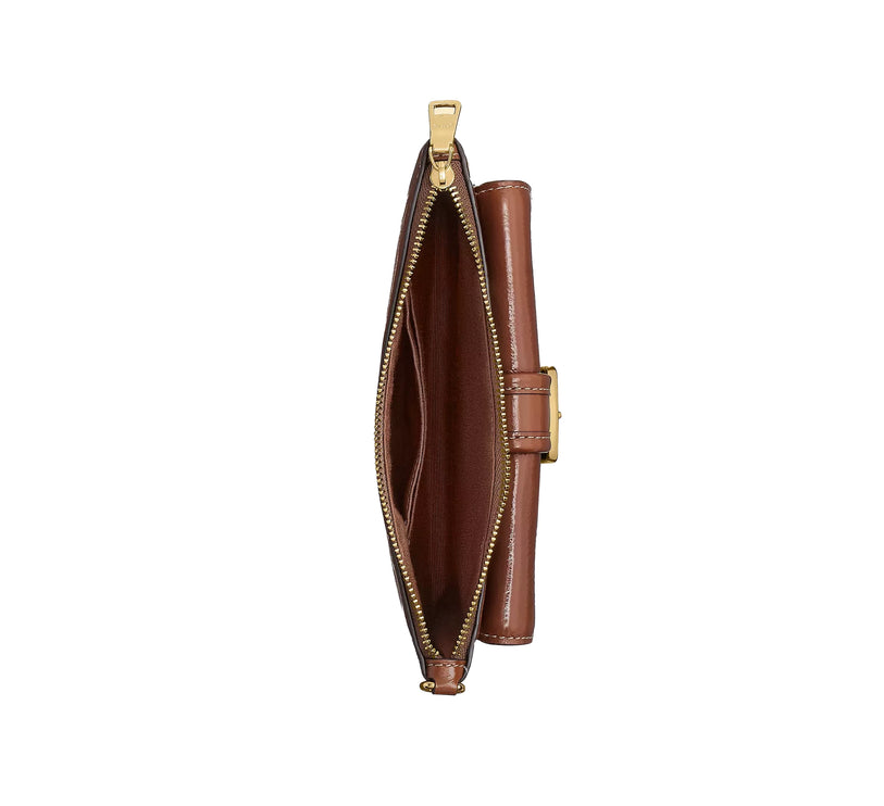 Coach Women's Ashton Wristlet With Striped Patchwork Gold/Redwood Multi