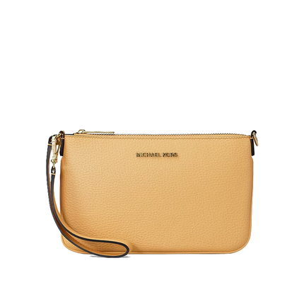 Michael Kors Women's Jet Set Small Pebbled Leather Convertible Wristlet Honeywheat/Gold