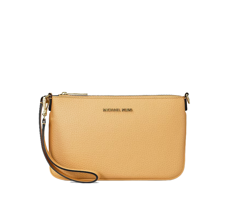 Michael Kors Women's Jet Set Small Pebbled Leather Convertible Wristlet Honeywheat/Gold