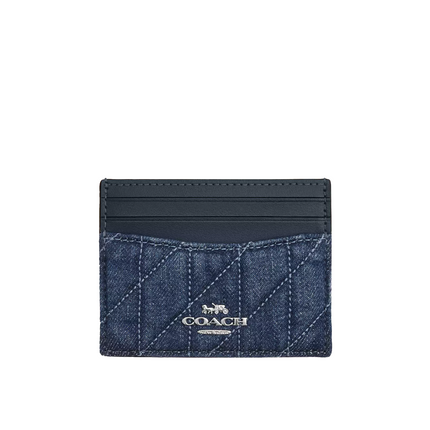 Coach Women's Slim Id Card Case With Quilting Silver/Denim