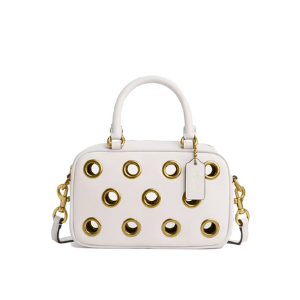 Coach Women's Satchel Crossbody Bag With Grommets Brass/Chalk/Gold