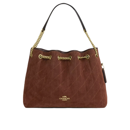 Coach Women's Evelyn Shoulder Bag With Quilting Suede/Gold