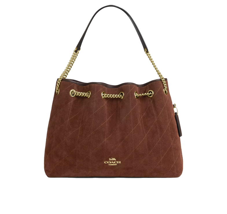 Coach Women's Evelyn Shoulder Bag With Quilting Suede/Gold