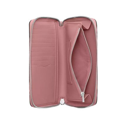 Coach Women's Long Zip Around Wallet With Detachable Card Case In Signature Canvas Silver/Tan/Dusty Pink