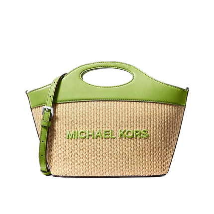 Michael Kors Women's Tatum Medium Woven Convertible Crossbody Bag Lime