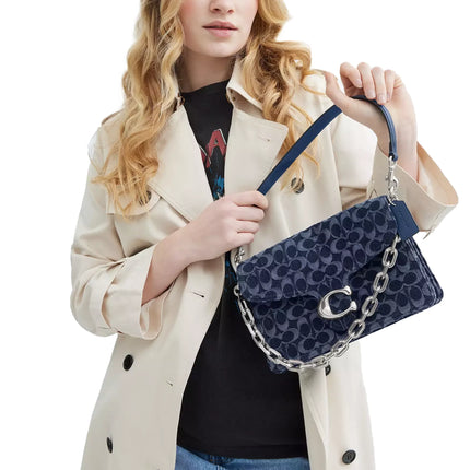 Coach Women's Chain Tabby Shoulder Bag In Signature Denim/Silver/Deep Blue Multi