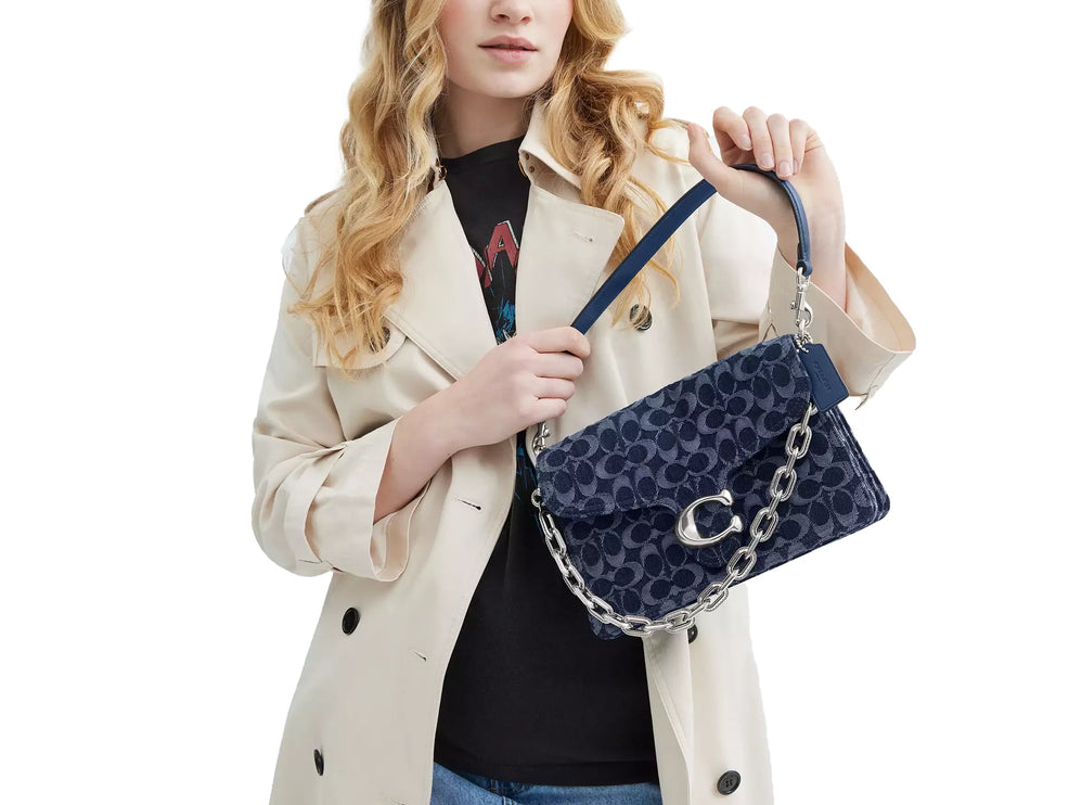 Coach Women's Chain Tabby Shoulder Bag In Signature Denim/Silver/Deep Blue Multi