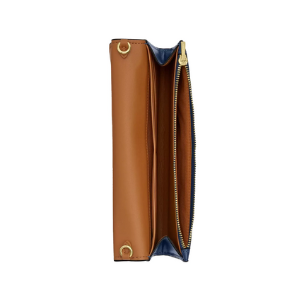 Coach Women's Klare Wallet With Chain Gold/Deep Blue