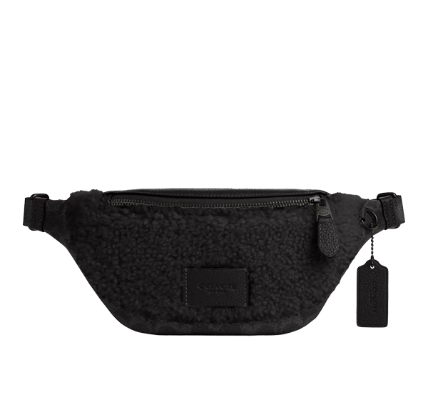 Coach Unisex Warren Mini Belt Bag In Signature Canvas Black Copper/Charcoal/Black