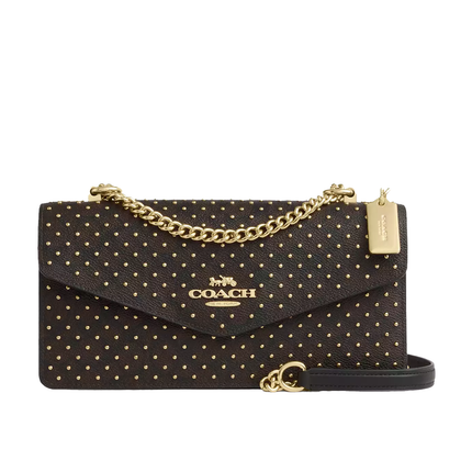 Coach Women's Klare Envelope Crossbody Bag In Signature Canvas With Rivets Gold