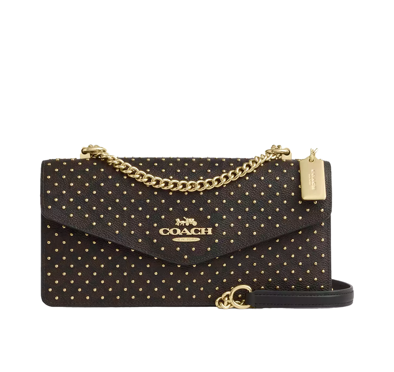 Coach Women's Klare Envelope Crossbody Bag In Signature Canvas With Rivets Gold
