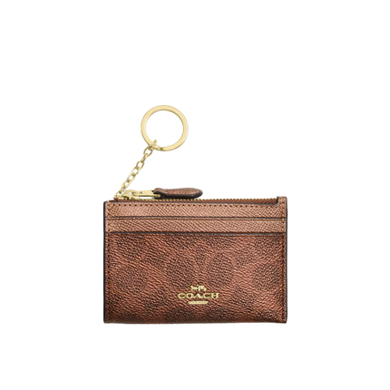 Coach Women's Mini Skinny Id Case In Signature Canvas Gold/Brown/Copper