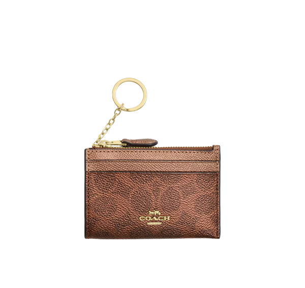 Coach Women's Mini Skinny Id Case In Signature Canvas Gold/Brown/Copper