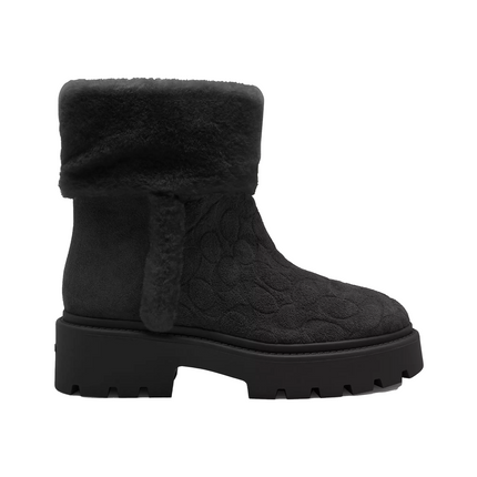 Coach Women's Chunky Sherpa Bootie In Signature Suede Black