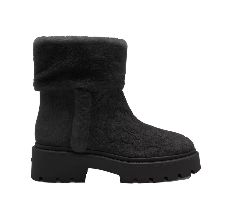 Coach Women's Chunky Sherpa Bootie In Signature Suede Black
