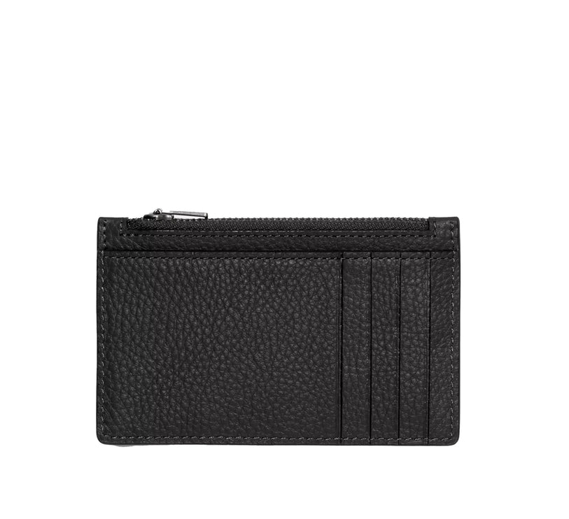 Coach Women's Zip Card Case Gunmetal/Black