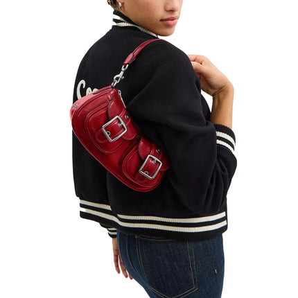 Coach Women's Ashton Bag Glazed Leather Red/Silver